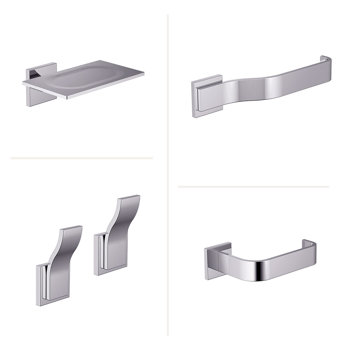 Set De Accesorios Baño Metal Skyline Satinado Cepillado 