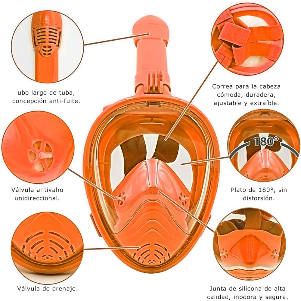 Máscara de snorkel infantil Naranja