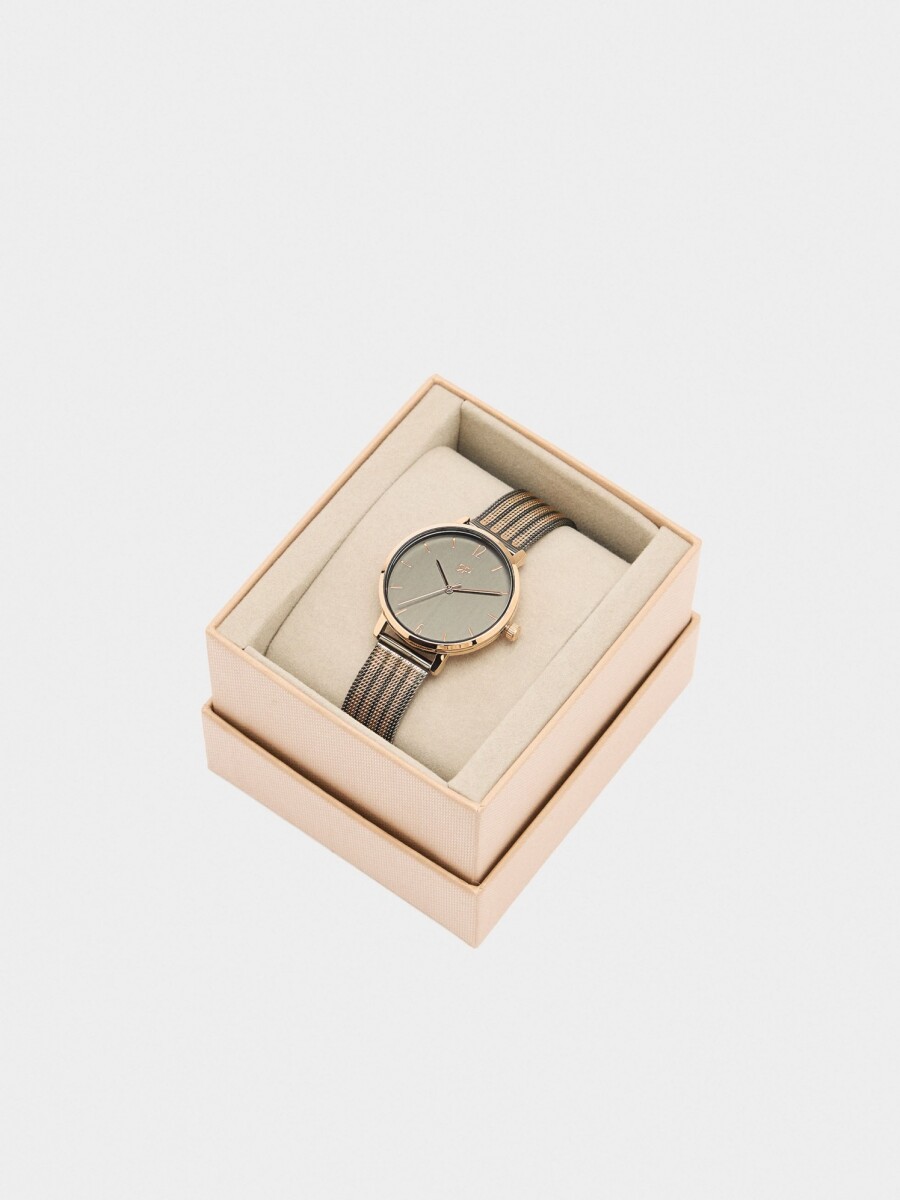 Reloj De Punto Metálico Bicolor bicolor