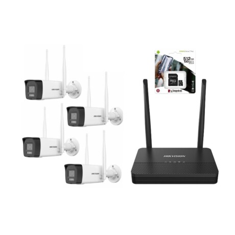 Combo Hikvision Nvs Wifi 6 + 4 Camaras Bullet 2MP + Microds 512GB 001