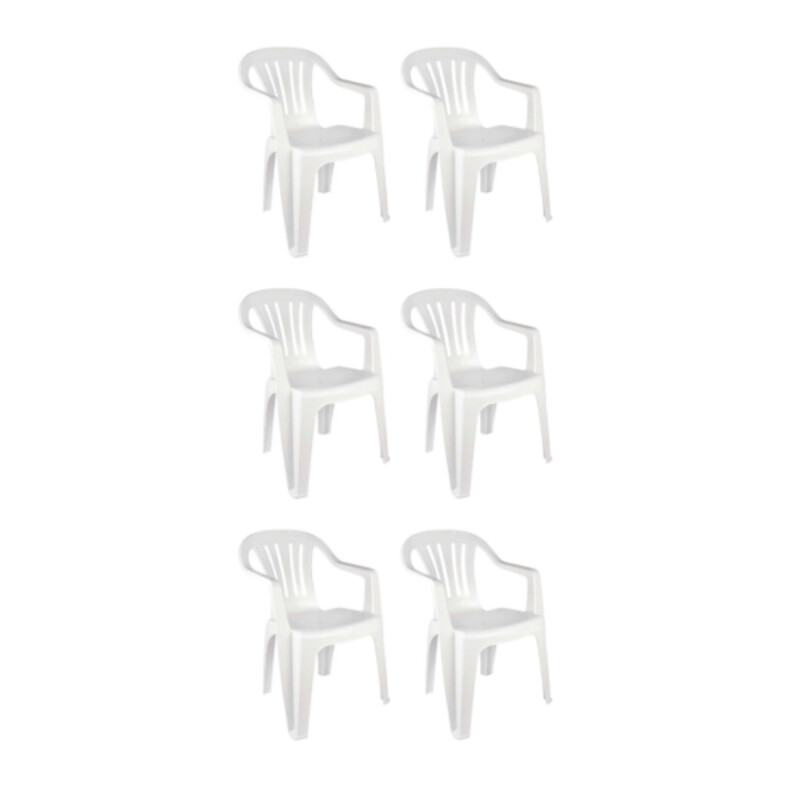Set x6 Sillas Bela Vista con apoya brazos BLANCO