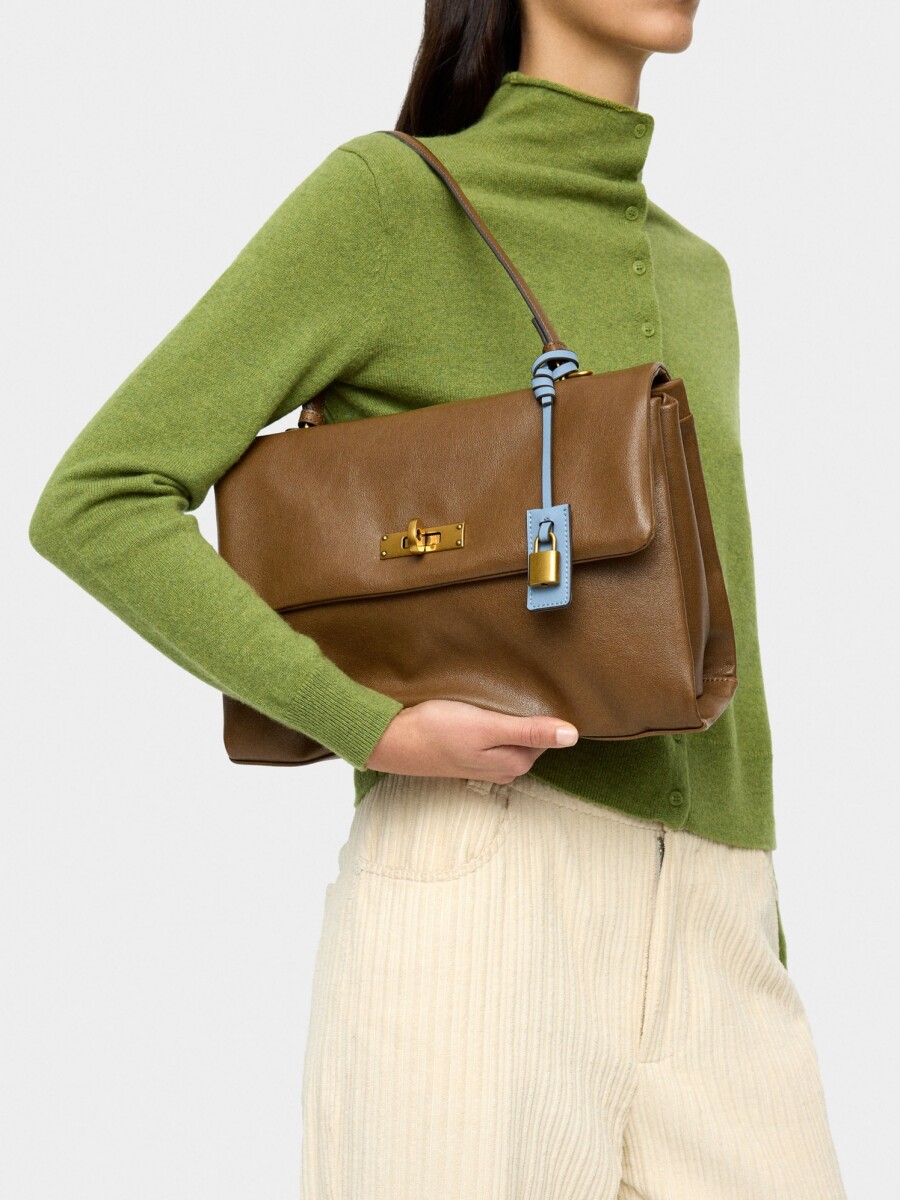 Bolso De Mano Con Solapa Y Bandolera camel