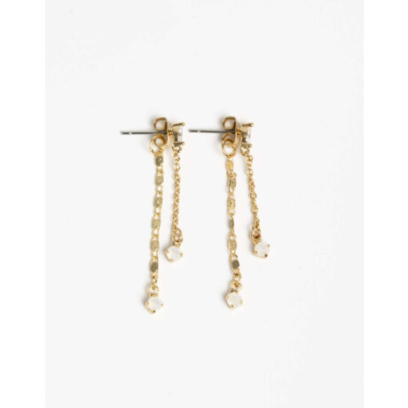 Aros Largos Con Cubic Zirconia Dorado