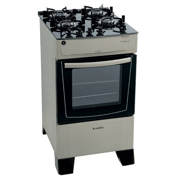 Cocina A Gas James 4 Hornallas Con Mesada De Vidrio Gris C 690 V Cocina A Gas James 4 Hornallas Con Mesada De Vidrio Gris C 690 V