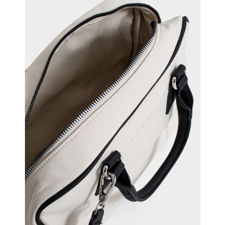 Cartera Bowling Con Tag Blanco Crudo