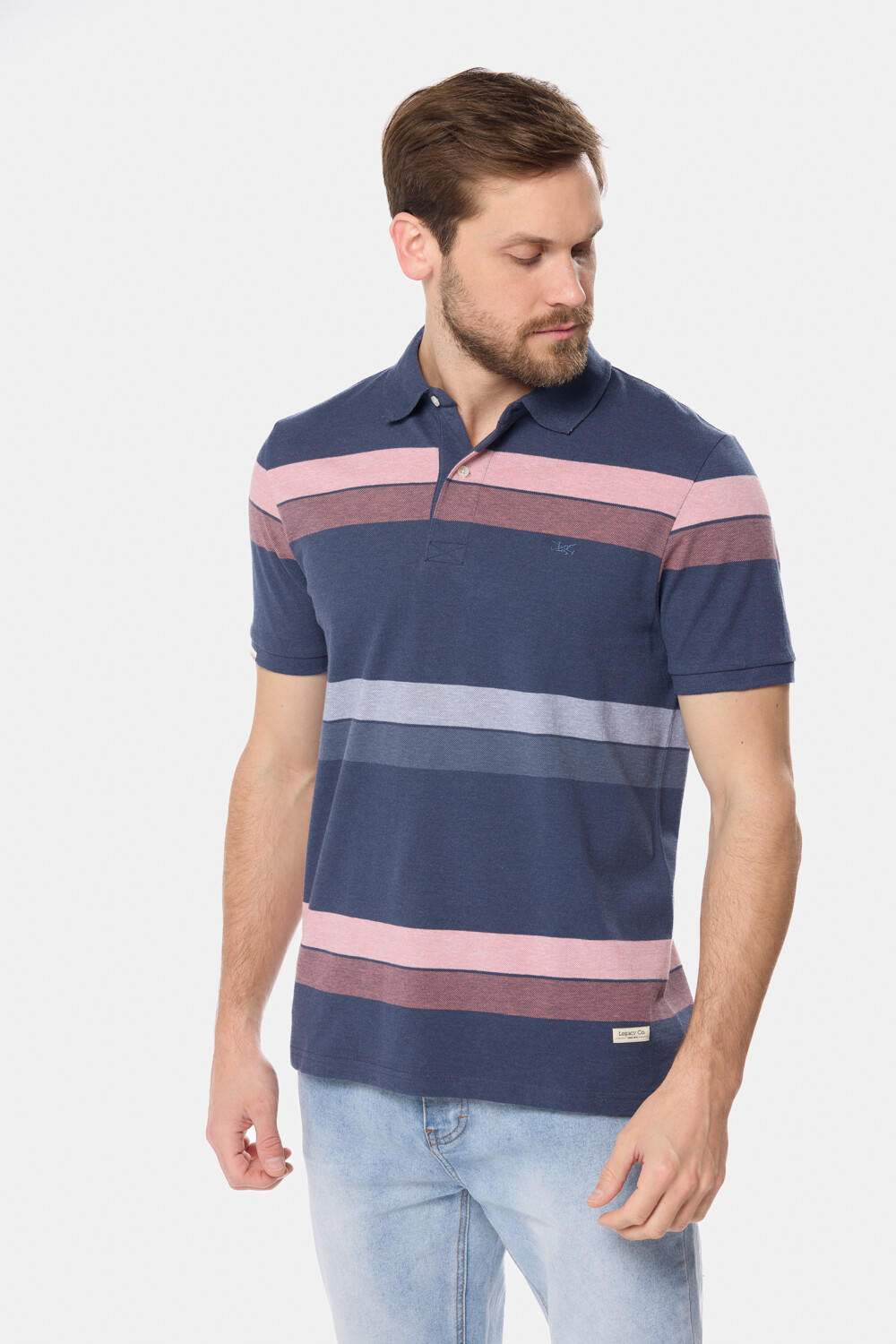 REMERA POLO RAYADA Azul