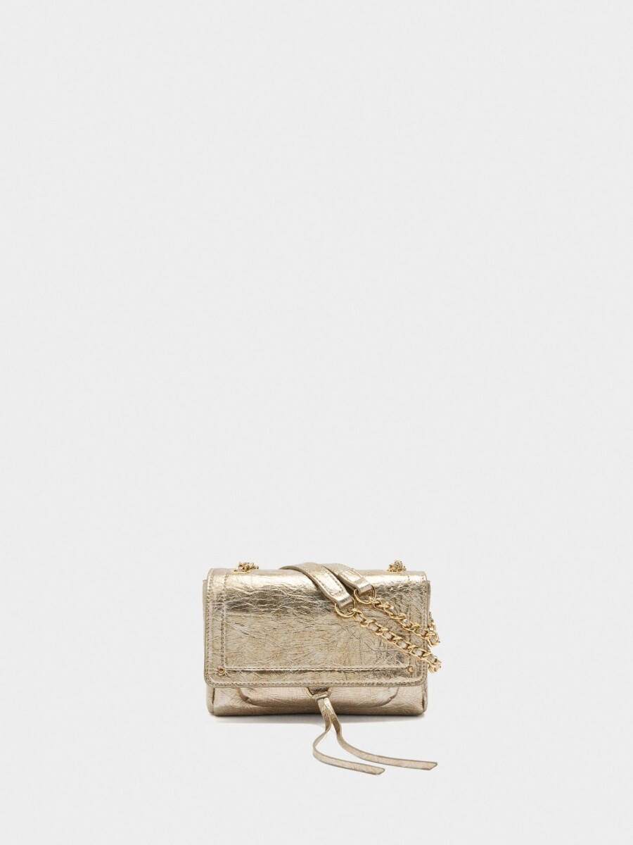 Bolso De Hombro Con Solapa dorado