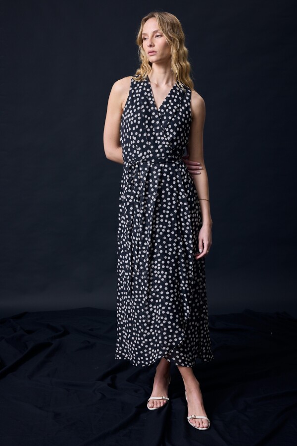 Vestido Maxi Lunares NEGRO/BEIGE
