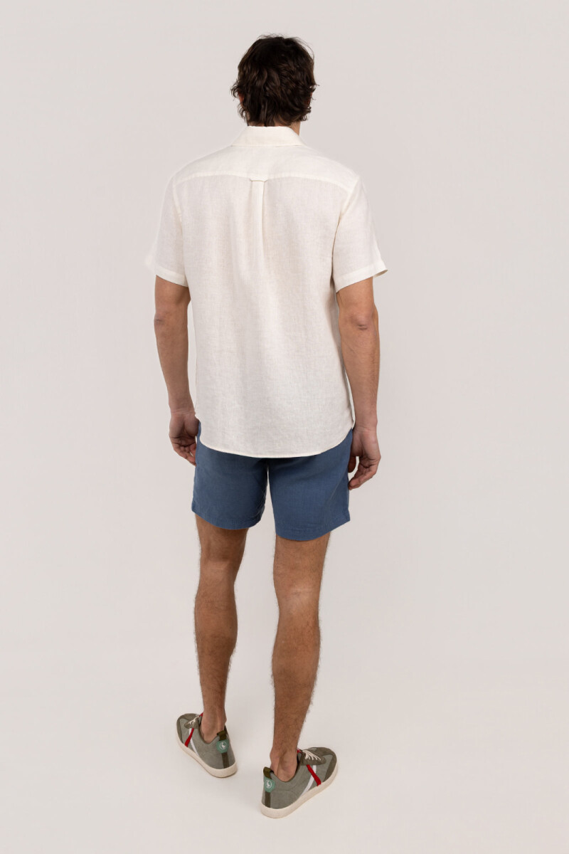 Camisa Lino Manga Corta Beige