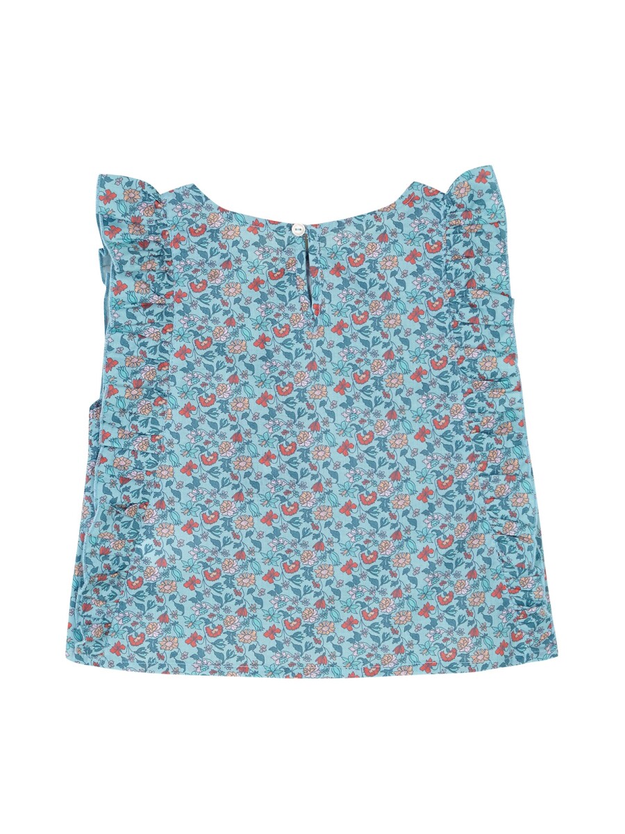 Blusa De Flores Azul Claro
