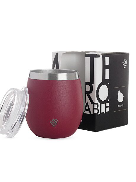 Mate Acero Inox. con Tapa Bordó