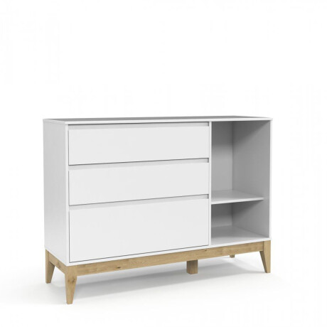 COMODA CAJONERA 3 CAJONES MDF-Y-MADERA BLANCO FELICITAS
