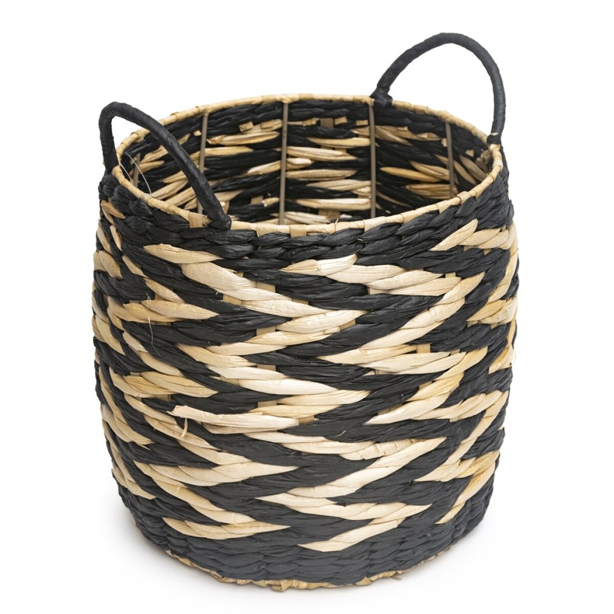 Cesto Con Asas Tejido 28x28Cm Natural/Negro 