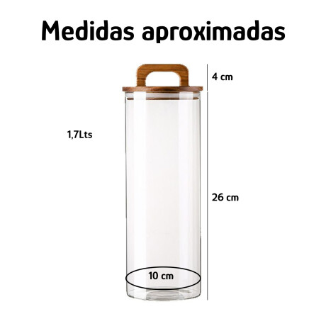 Frasco Recipiente Vidrio Tapa Madera Asa Transparente Transparente