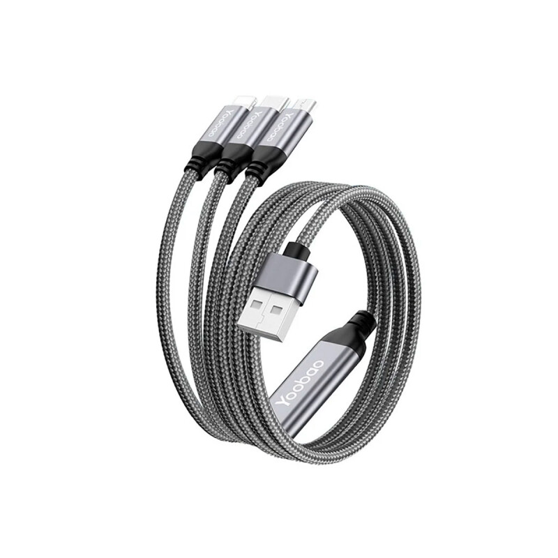 Cable de datos trenzado 3 en 1 color negro Cable De Datos Trenzado 3 En 1 Color Negro