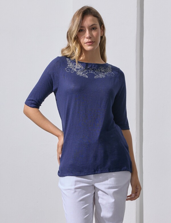Remera 3/4 Det Borda AZUL