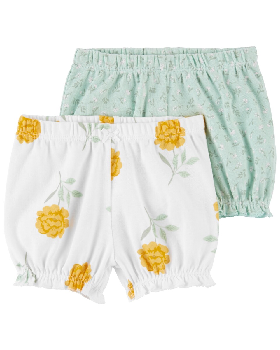Pack dos shorts de algodón tipo burbuja diseño floral 