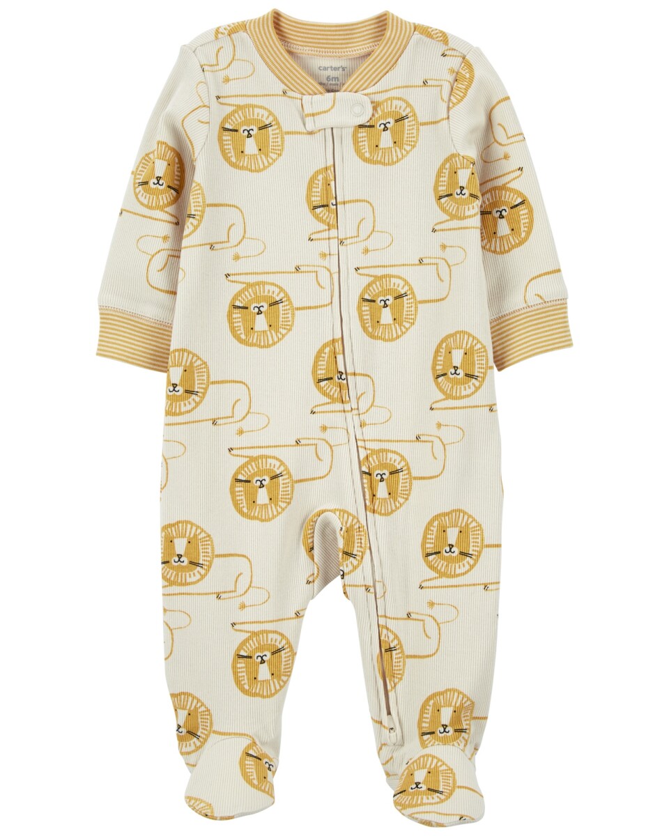 Pijama una pieza de algodón con pie, diseño león 
