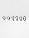 Aros Argollas Set Strass Set De Argollas - Plateado Rodio