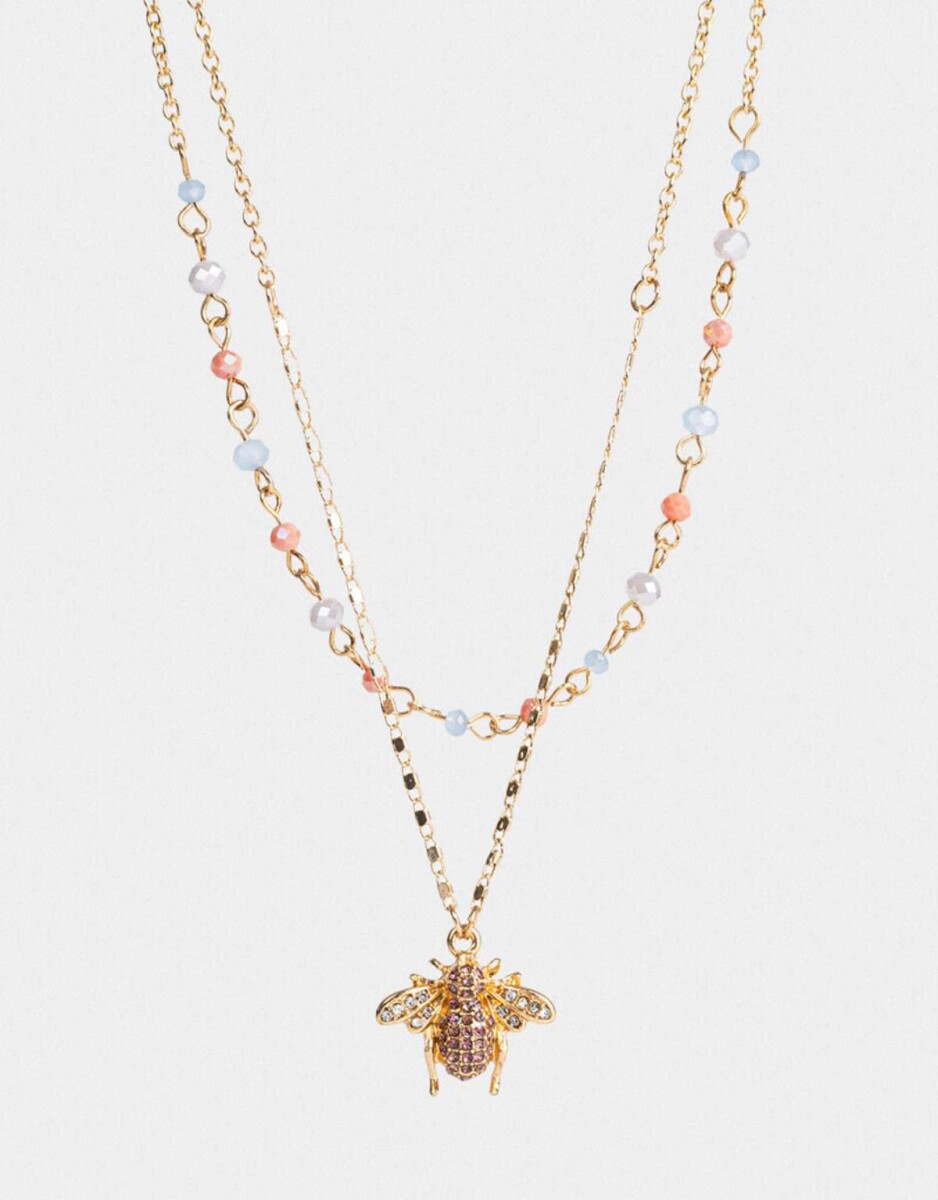 Collar Corto Dije Abeja Strass - Dorado 