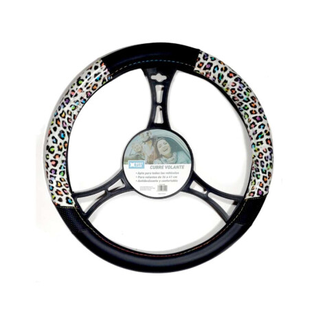 Cubre Volante Auto Protector Negro Con Detalle Animal Print Color