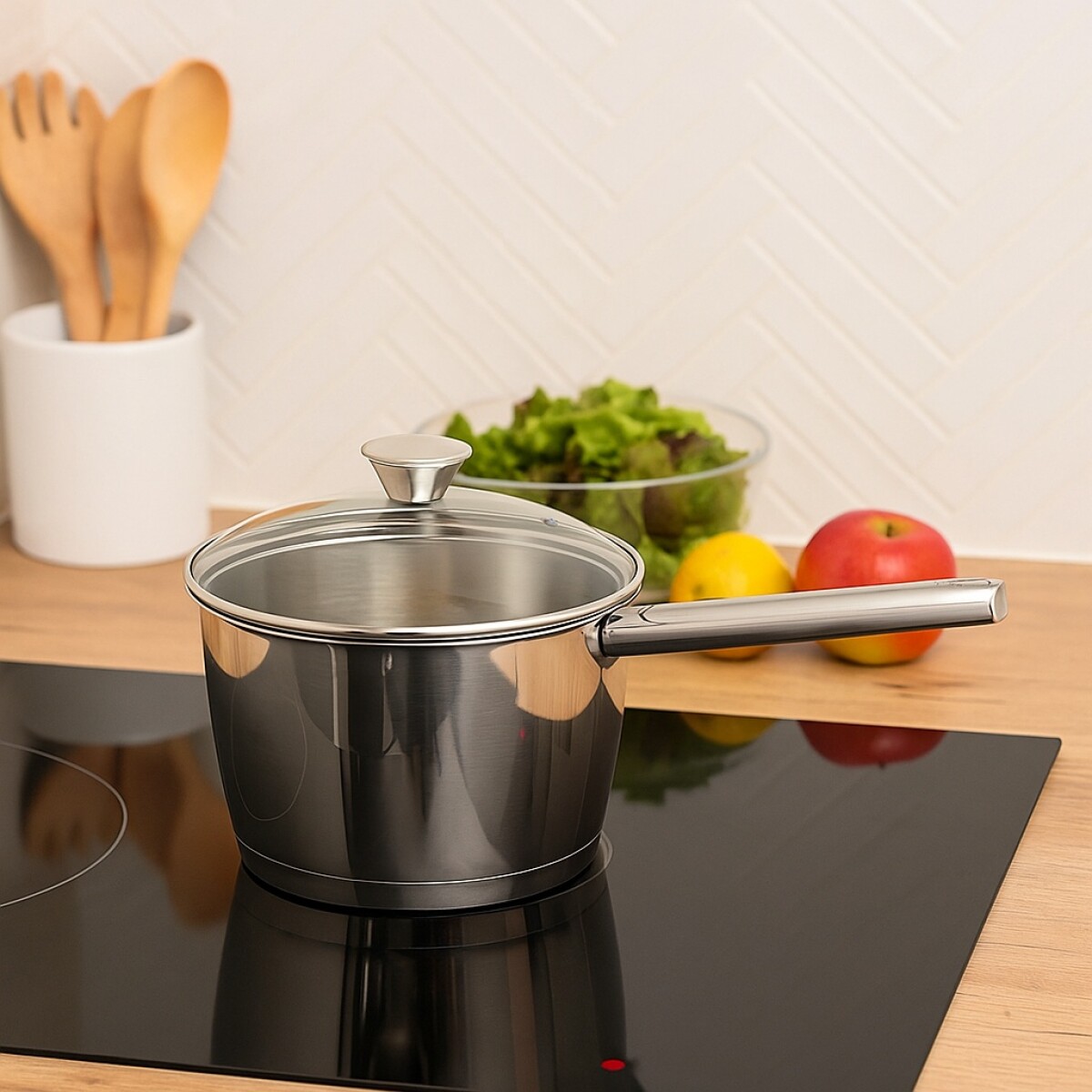 OLLA HONDA CON MANGO TRAMONTINA ALLEGRA 16CM - PLATEADO 