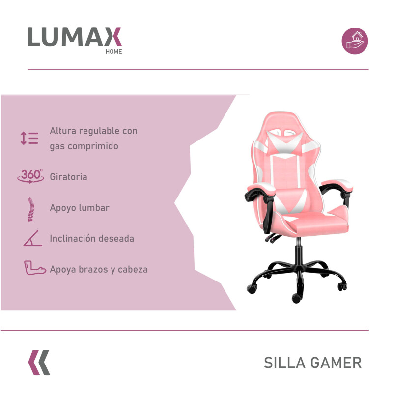 Silla Gamer Lumax Modelo ROM Rosa