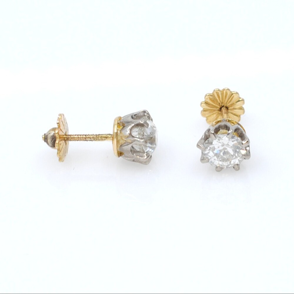 Caravanas antiguas en oro 18k y brillantes Caravanas antiguas en oro 18k y brillantes