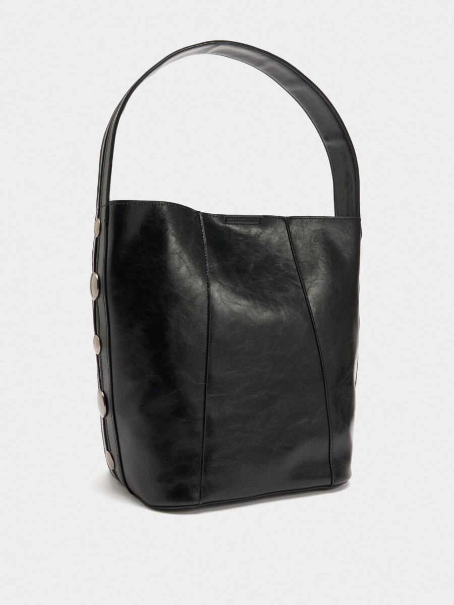 Bolso De Mano Con Detalles De Piel negro