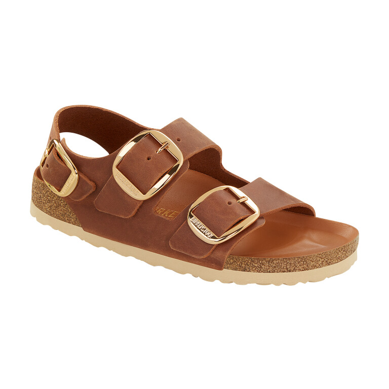 Sandalia Milano Big Buckle LEOI - Estrecho Cognac