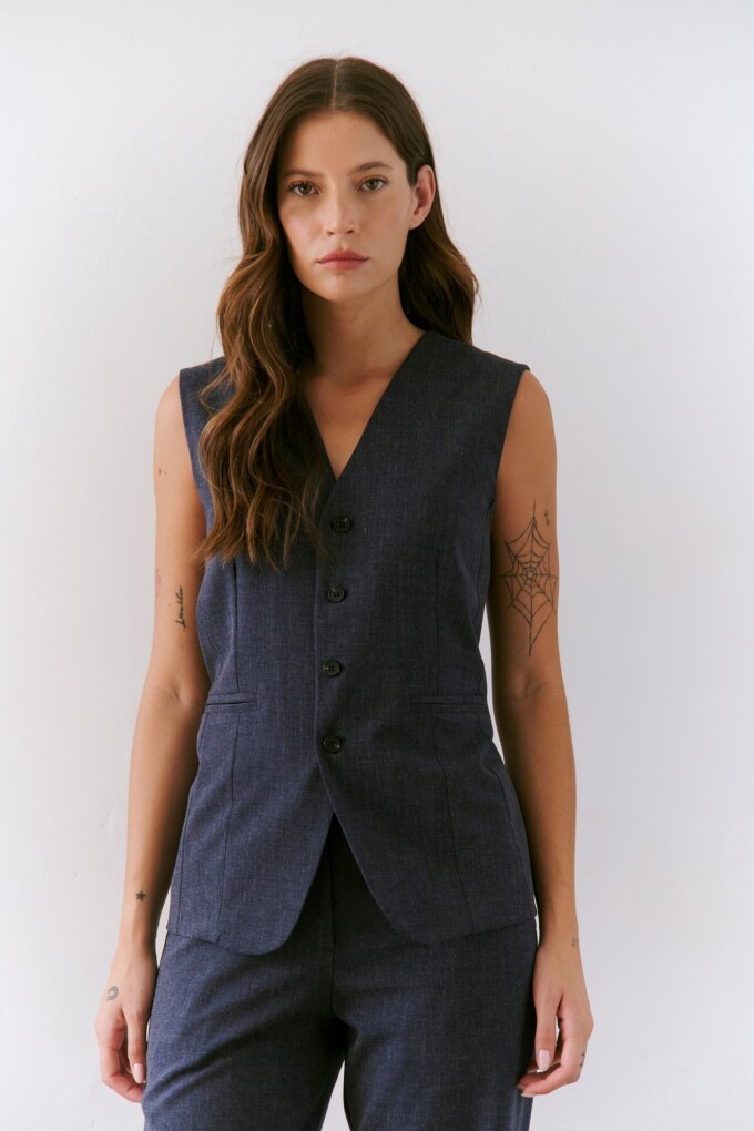 CHALECO MIDI AZUL