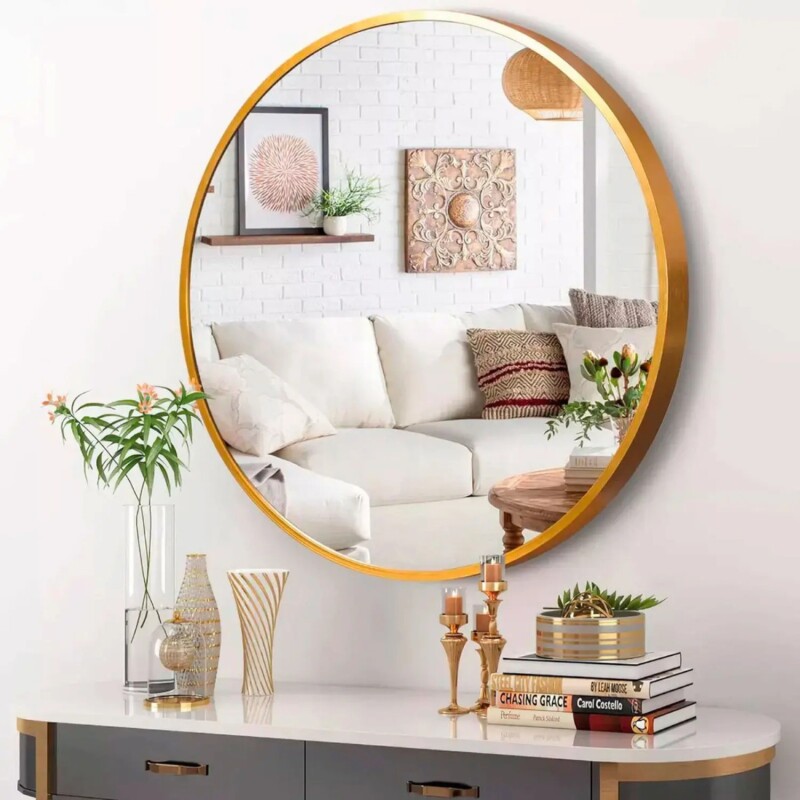 Espejo redondo de pared Lumax Diámetro 50cm Dorado