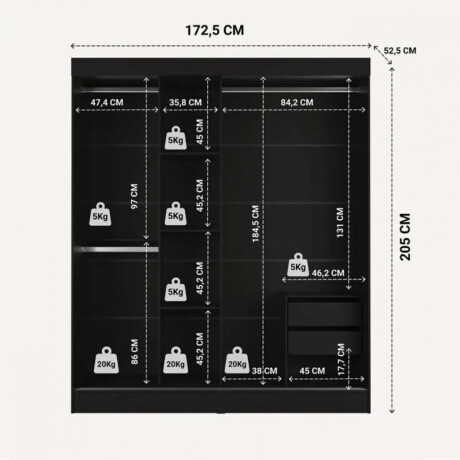 Ropero 3 Puertas Wardrobe Negro Mate