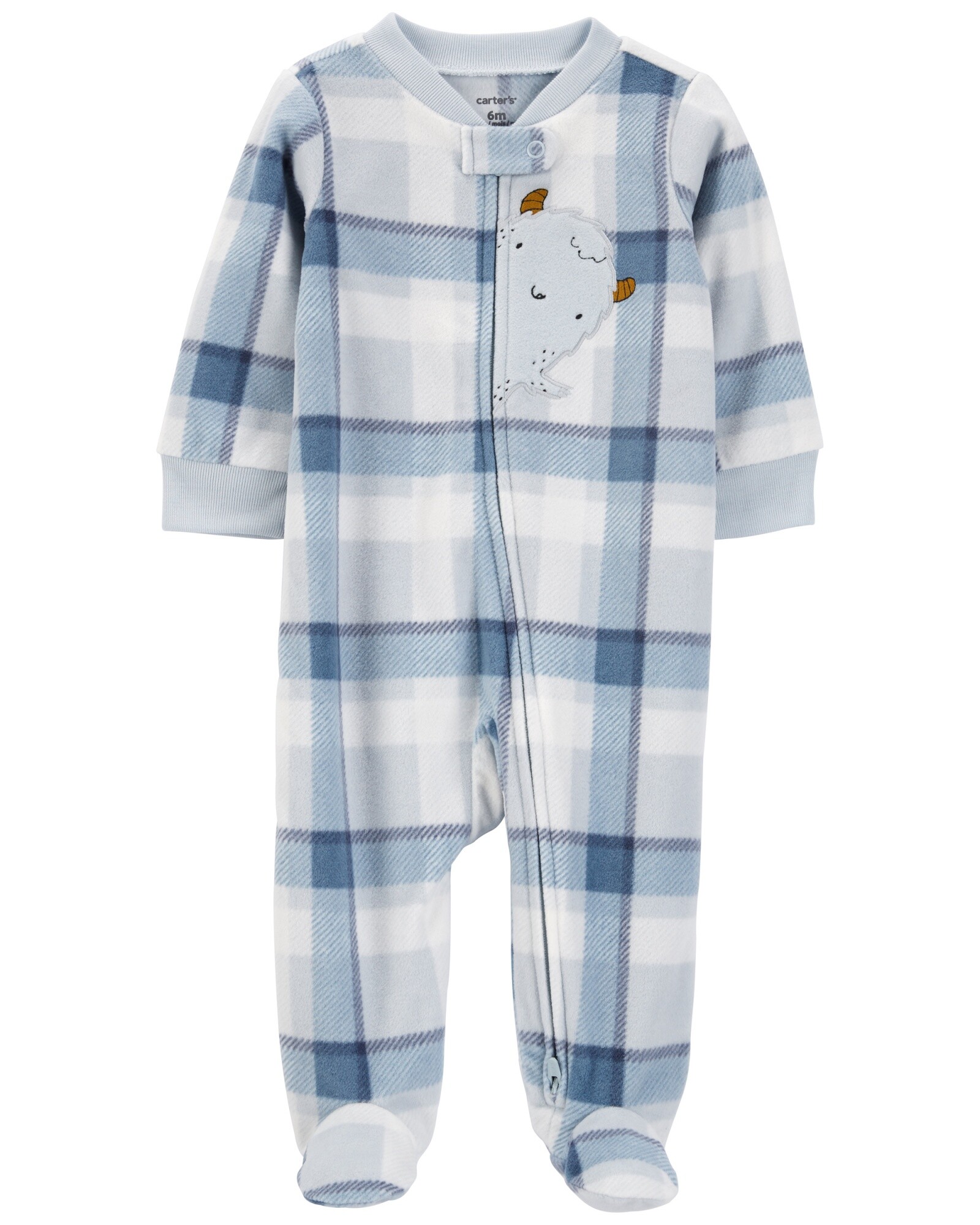 Pijama una pieza de micropolar, con pie, estampa monstruo Sin color