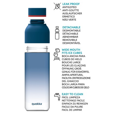 Botella deportiva transparente en tritan Quokka Ice 720ml Azul
