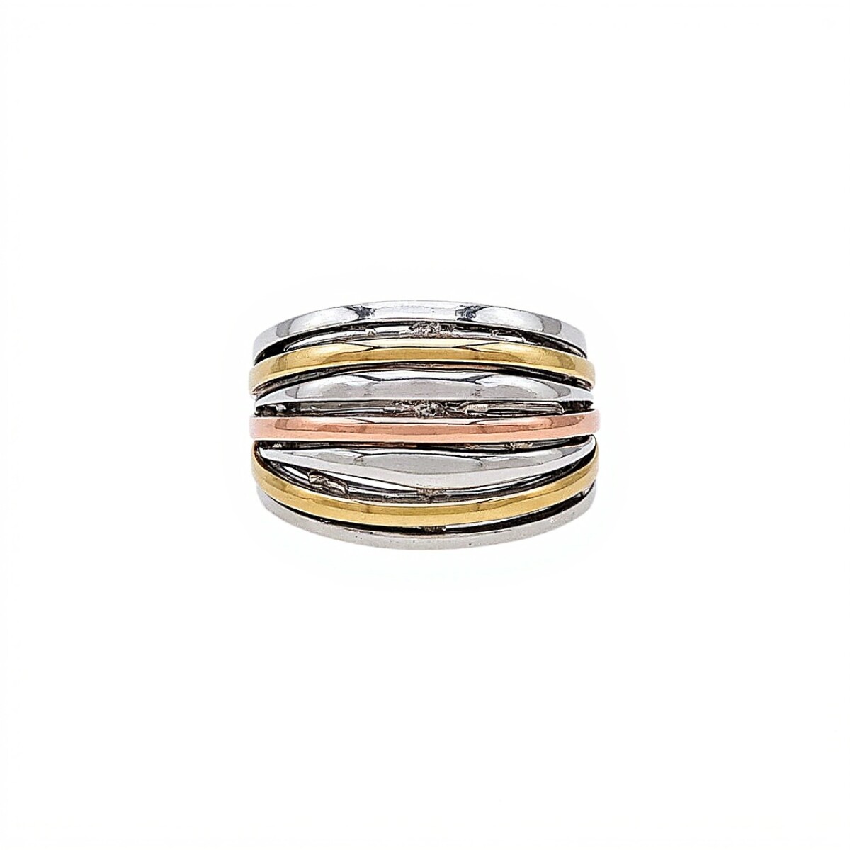 Anillo doble oro- Plata y Oro-Sin piedra-AN5945 - sinpiedra 