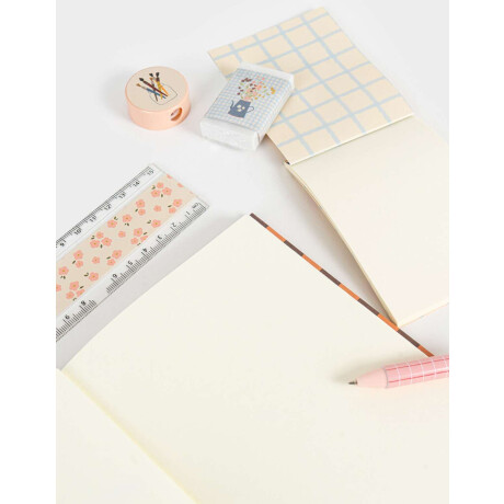 Set De Librería En Estuche De Mesh Con Strap Y Charm Combinacion Multicolor