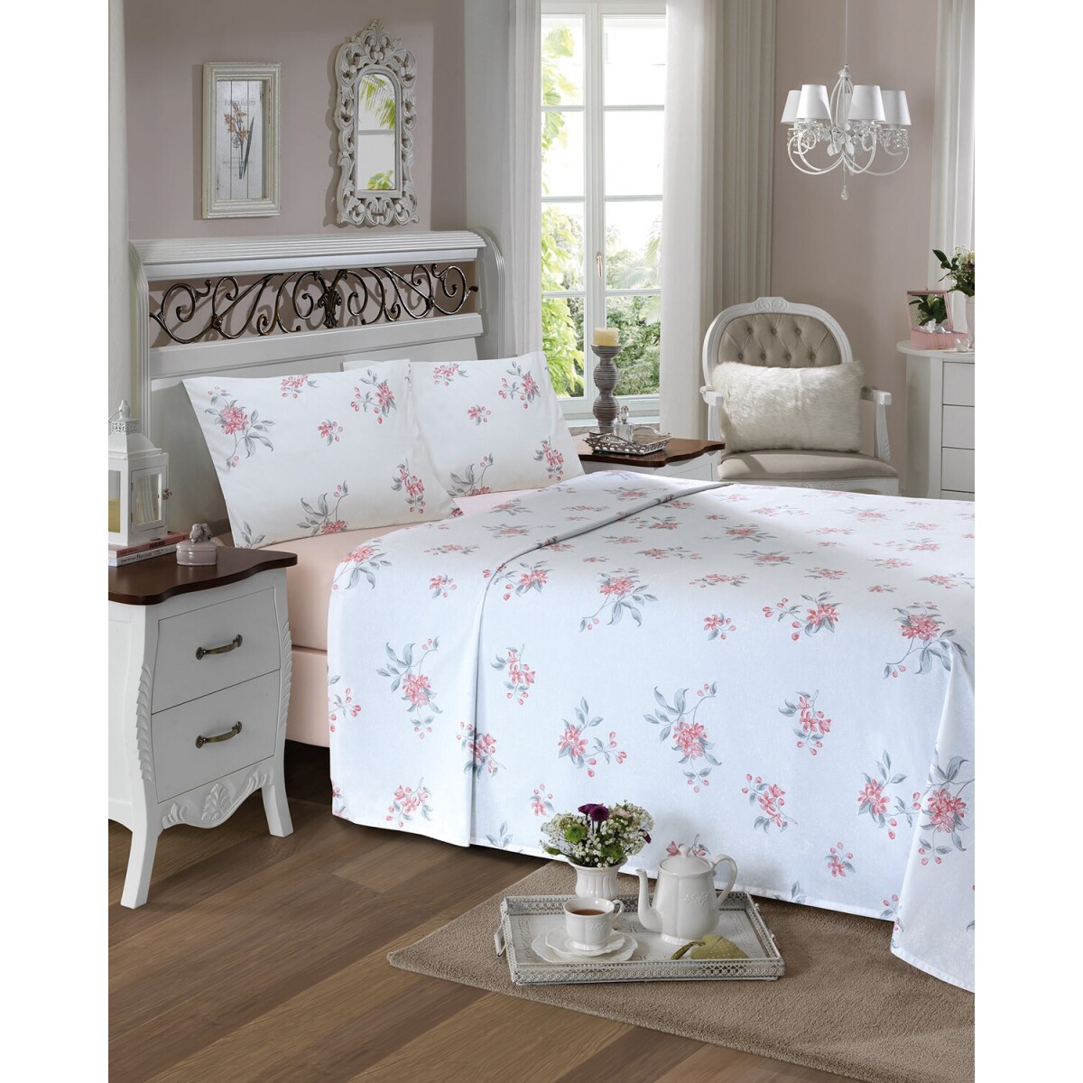 Juego De Sábanas Dohler 1 Plaza Estampadas 130 Hilos 100% Algodón Para Dormitorio - 858 