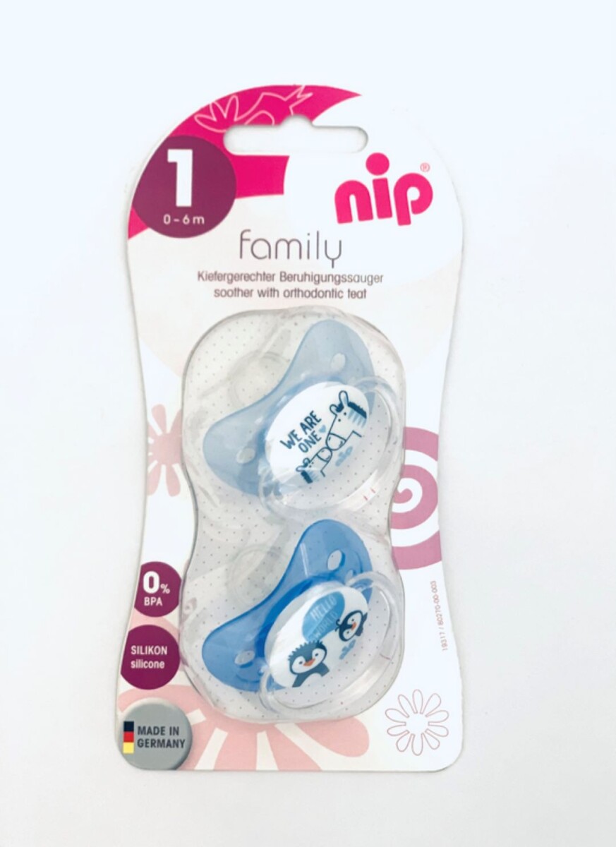 Pack X2 Chupetes Nip Family Silicona 0-6 M 