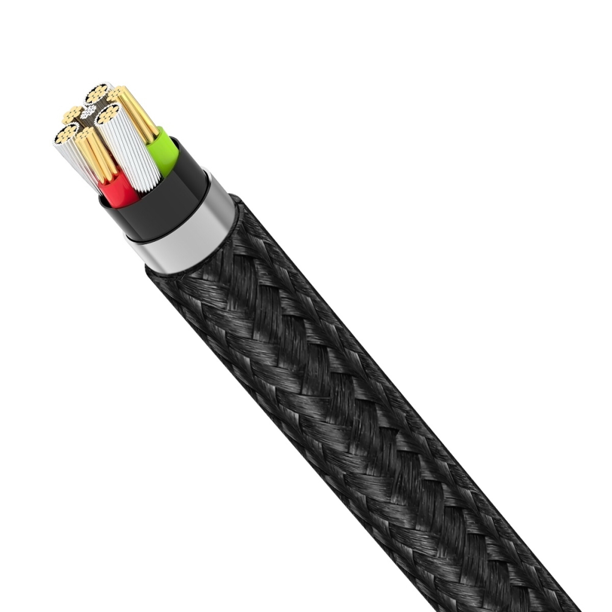 Cable 3 en 1 USB C / Lightning / micro-USB, Cordon Nylon Robuste 1m, Setty  - Noir - Français