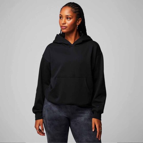 Polera Cozy Fleece Hoodie Mujer Black