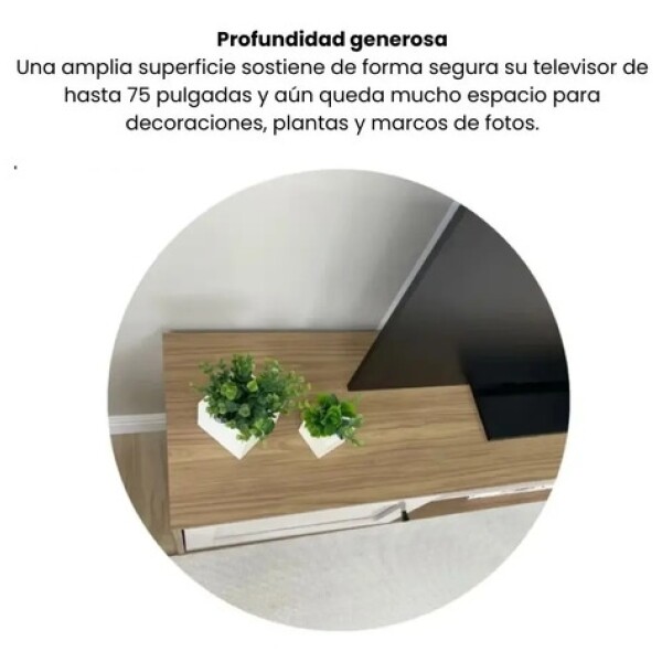 Rack ComboHome Tv 50'' Rattan 2 Puertas 1 Estante Nórdico Blanco 1