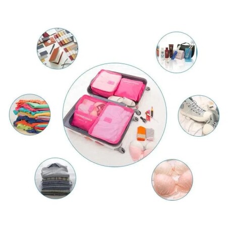 Set de 6 Bolsas Organizadoras para Viajes Varios Tamaños Celeste CELESTE