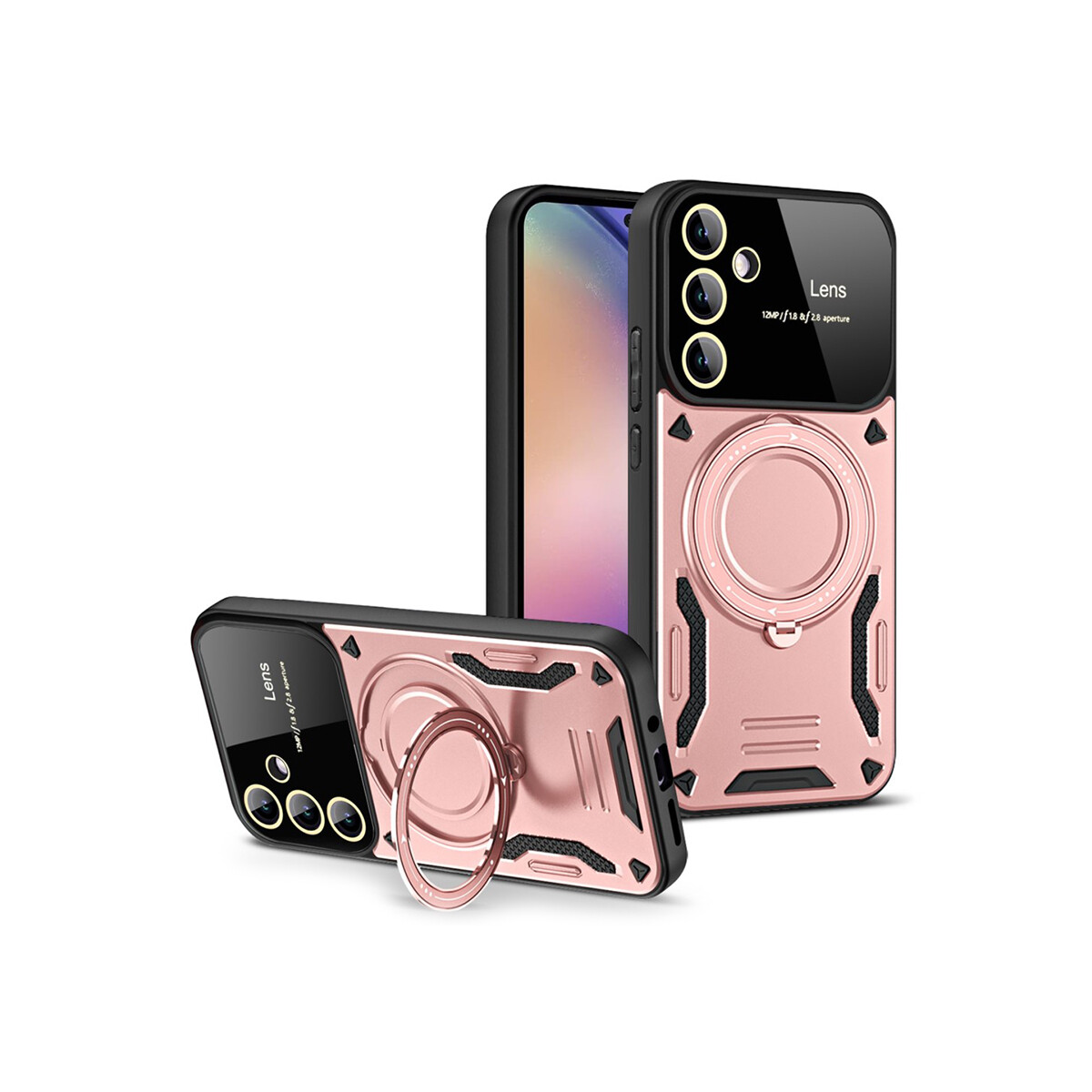 Protector rígido Samsung Galaxy A55 con anillo MagSafe color rosa 