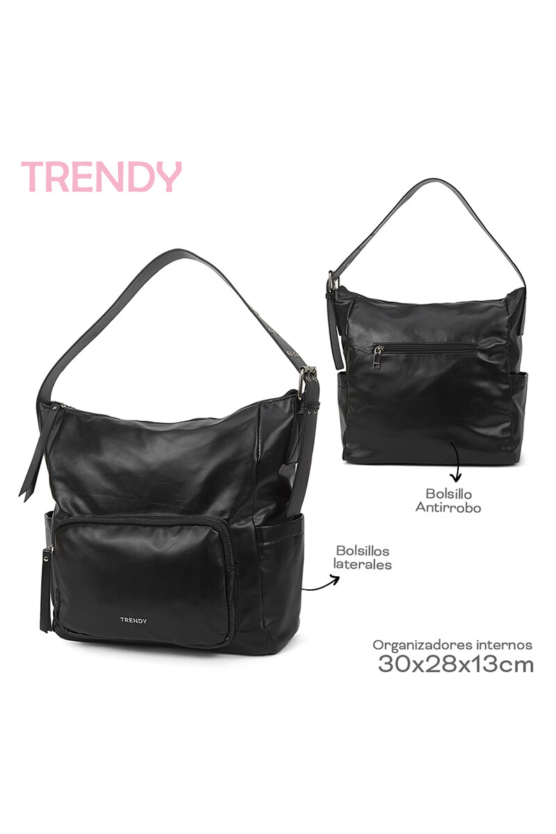 Bolso con bolsillo frontal y lateral Negro