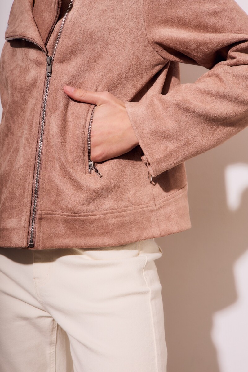 Campera Gamuza Cuero Vegano Mocha