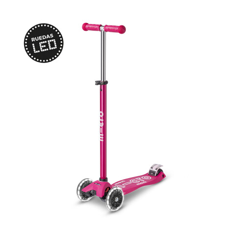Monopatín Micro Maxi Deluxe LED Ajustable con 3 Ruedas ROSA