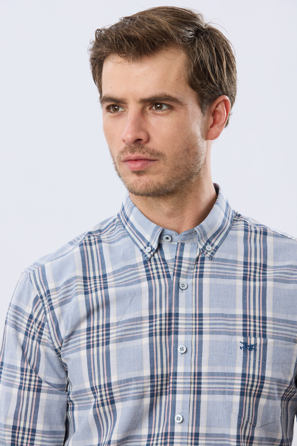 CAMISA CUADROS Celeste
