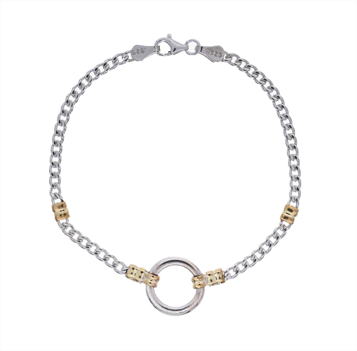 Pulsera de plata 925 y double en oro 18 ktes. 
