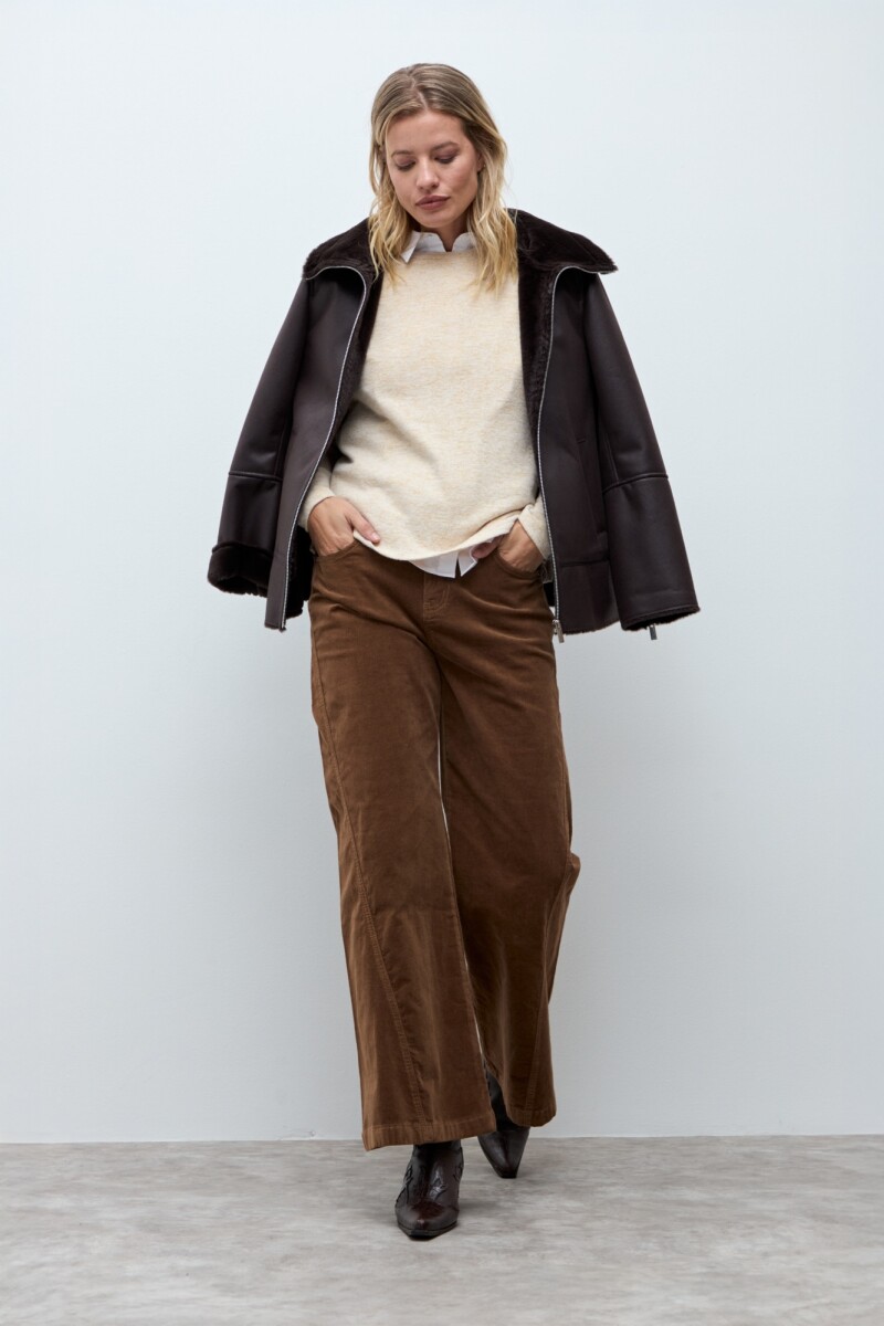 Remera texturada - ocre melange 